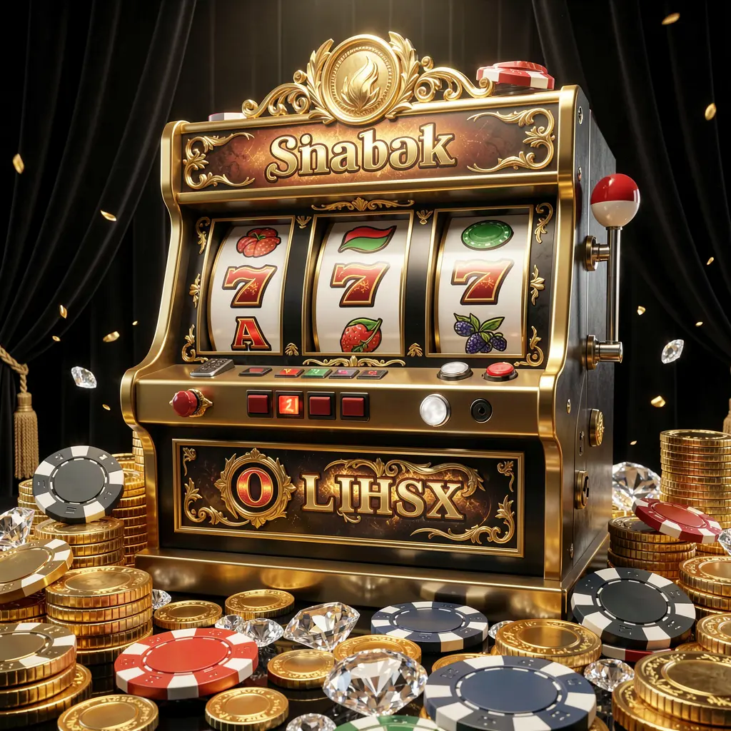 Elegant classic slot machine with golden details and triple lucky sevens surrounded by coins and casino chips highlighting premium slot gaming at IS77 India